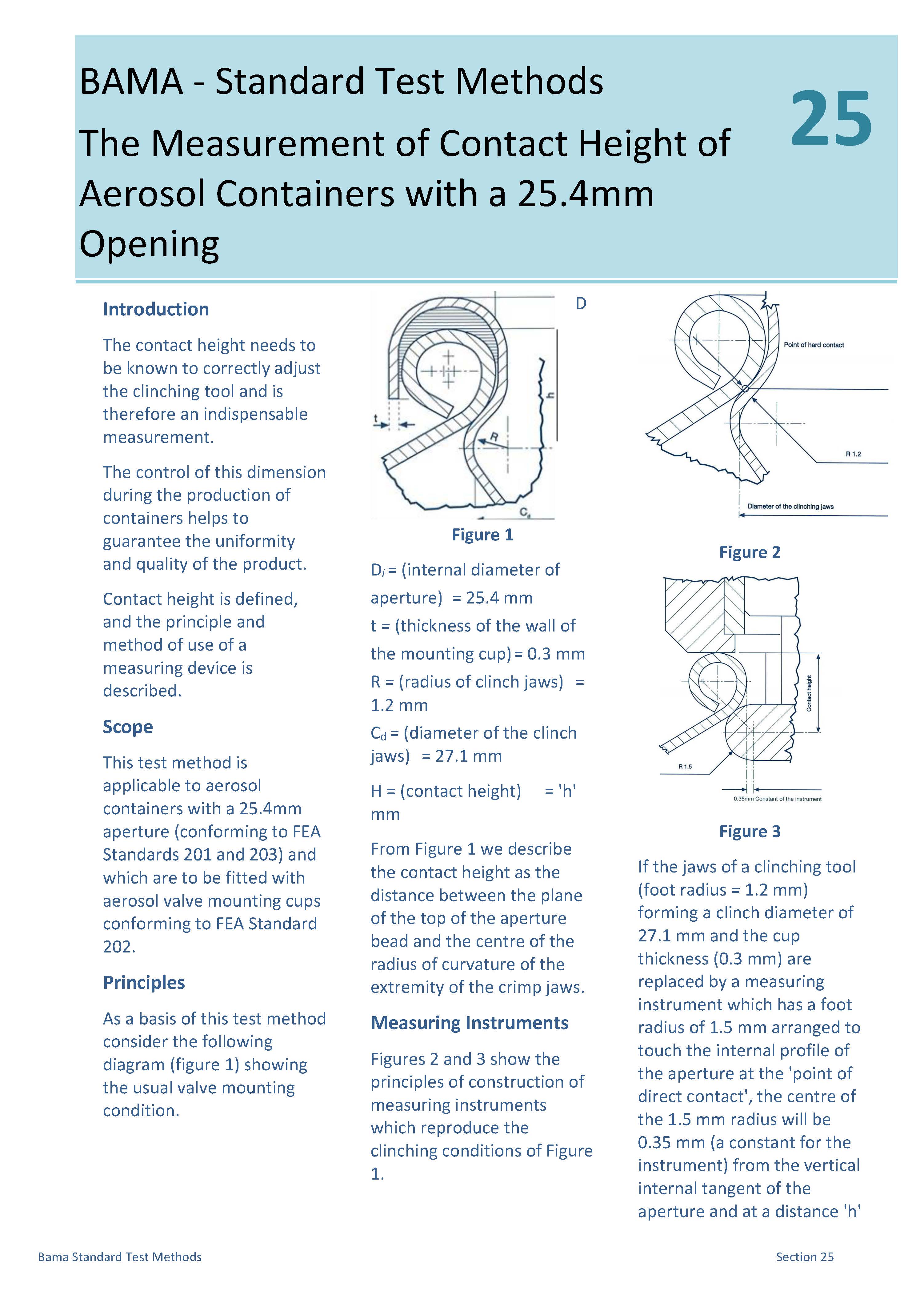 25 - The Measurement of the Contact Height of Aerosol Containers with a 25.4mm Opening